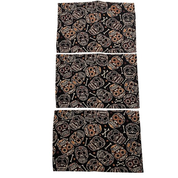 Sugar Skull Tapestry Placemats 13"x18" Halloween Day Of The Dead Decor set of 3 - Picture 5 of 6